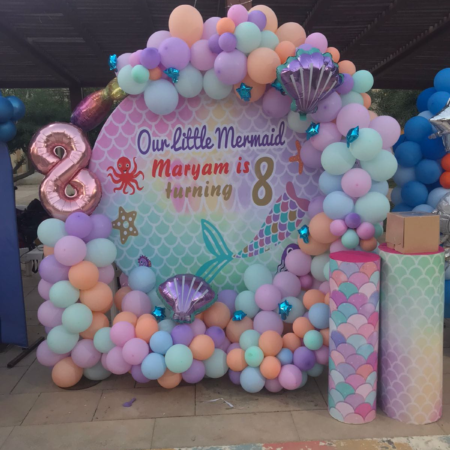 ديكور بالون لاعياد ميلاد شكل مرميد تنظيم شركه هابي كرنفال لتنظيم الحفلات واعياد ميلاد الاطفال متاح تنفيذ اي تصميم مطلوب لدينا قسم متخصص في ديكور البالونات
